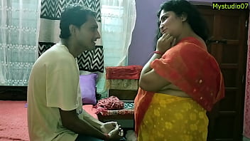 A mature Indian gal engages in spunky fucky-fucky with a naive young man, grasped with explicit audio